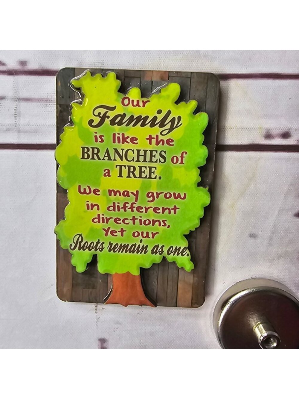 Our Family Tree Magnet With Inspirational Quote - "Roots Remain As One" Design G